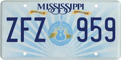 MS license plate ZFZ959