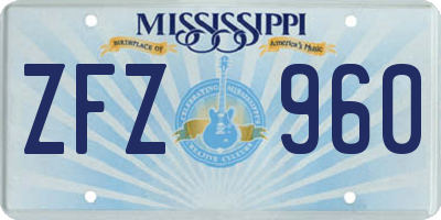 MS license plate ZFZ960