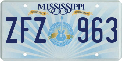 MS license plate ZFZ963