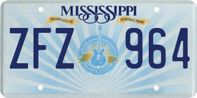MS license plate ZFZ964