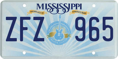 MS license plate ZFZ965