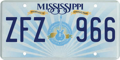 MS license plate ZFZ966