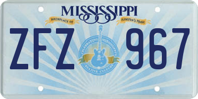 MS license plate ZFZ967