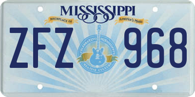 MS license plate ZFZ968