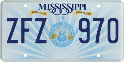 MS license plate ZFZ970