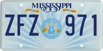 MS license plate ZFZ971
