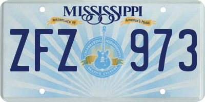 MS license plate ZFZ973