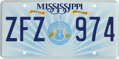 MS license plate ZFZ974