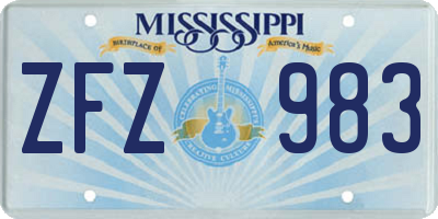 MS license plate ZFZ983