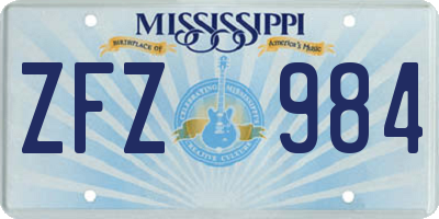 MS license plate ZFZ984