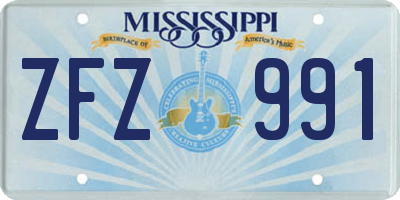 MS license plate ZFZ991