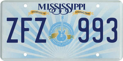 MS license plate ZFZ993
