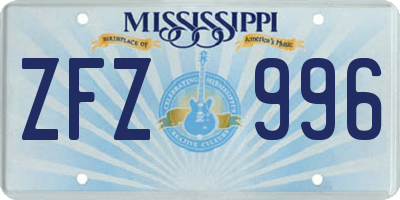 MS license plate ZFZ996