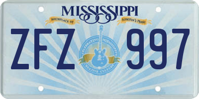 MS license plate ZFZ997
