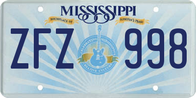 MS license plate ZFZ998