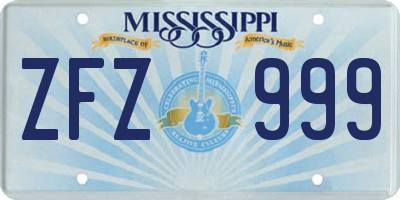 MS license plate ZFZ999