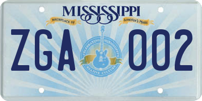 MS license plate ZGA002
