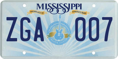 MS license plate ZGA007