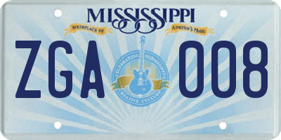 MS license plate ZGA008