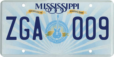 MS license plate ZGA009