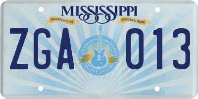 MS license plate ZGA013