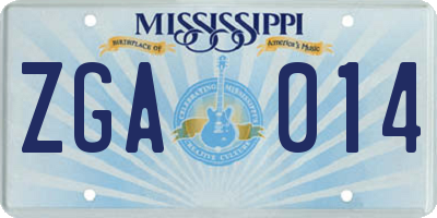 MS license plate ZGA014