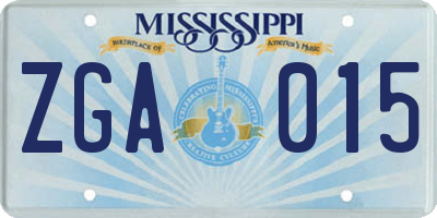 MS license plate ZGA015