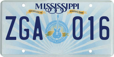 MS license plate ZGA016