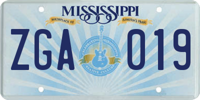 MS license plate ZGA019