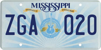 MS license plate ZGA020