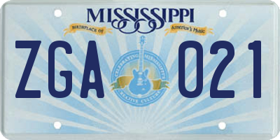 MS license plate ZGA021