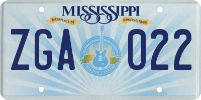 MS license plate ZGA022