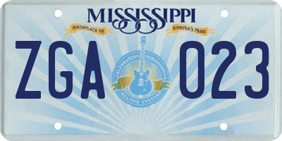 MS license plate ZGA023