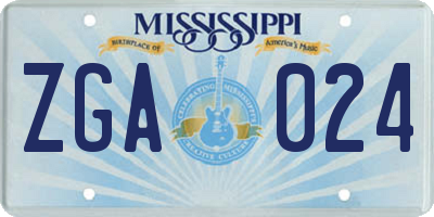 MS license plate ZGA024