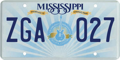 MS license plate ZGA027