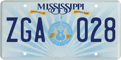 MS license plate ZGA028
