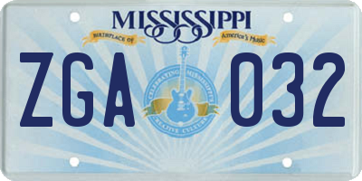 MS license plate ZGA032