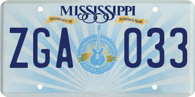 MS license plate ZGA033