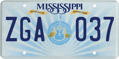MS license plate ZGA037