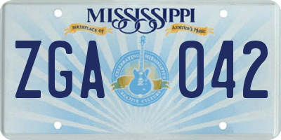 MS license plate ZGA042