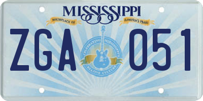 MS license plate ZGA051