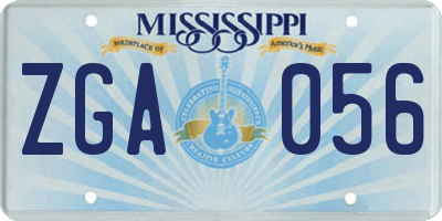 MS license plate ZGA056