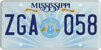 MS license plate ZGA058