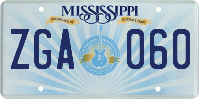 MS license plate ZGA060