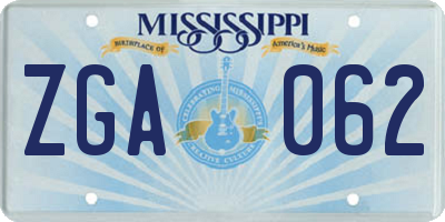 MS license plate ZGA062