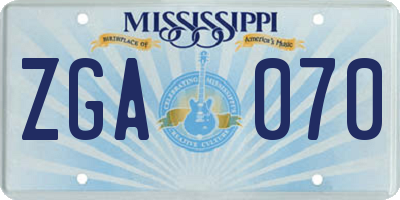 MS license plate ZGA070