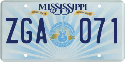 MS license plate ZGA071