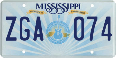 MS license plate ZGA074