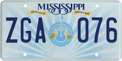 MS license plate ZGA076