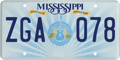 MS license plate ZGA078
